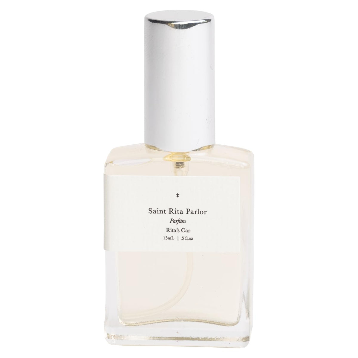 Saint Rita Parlor Rita's Parfum bottle close-up highlighting vanilla musk and leather notes.