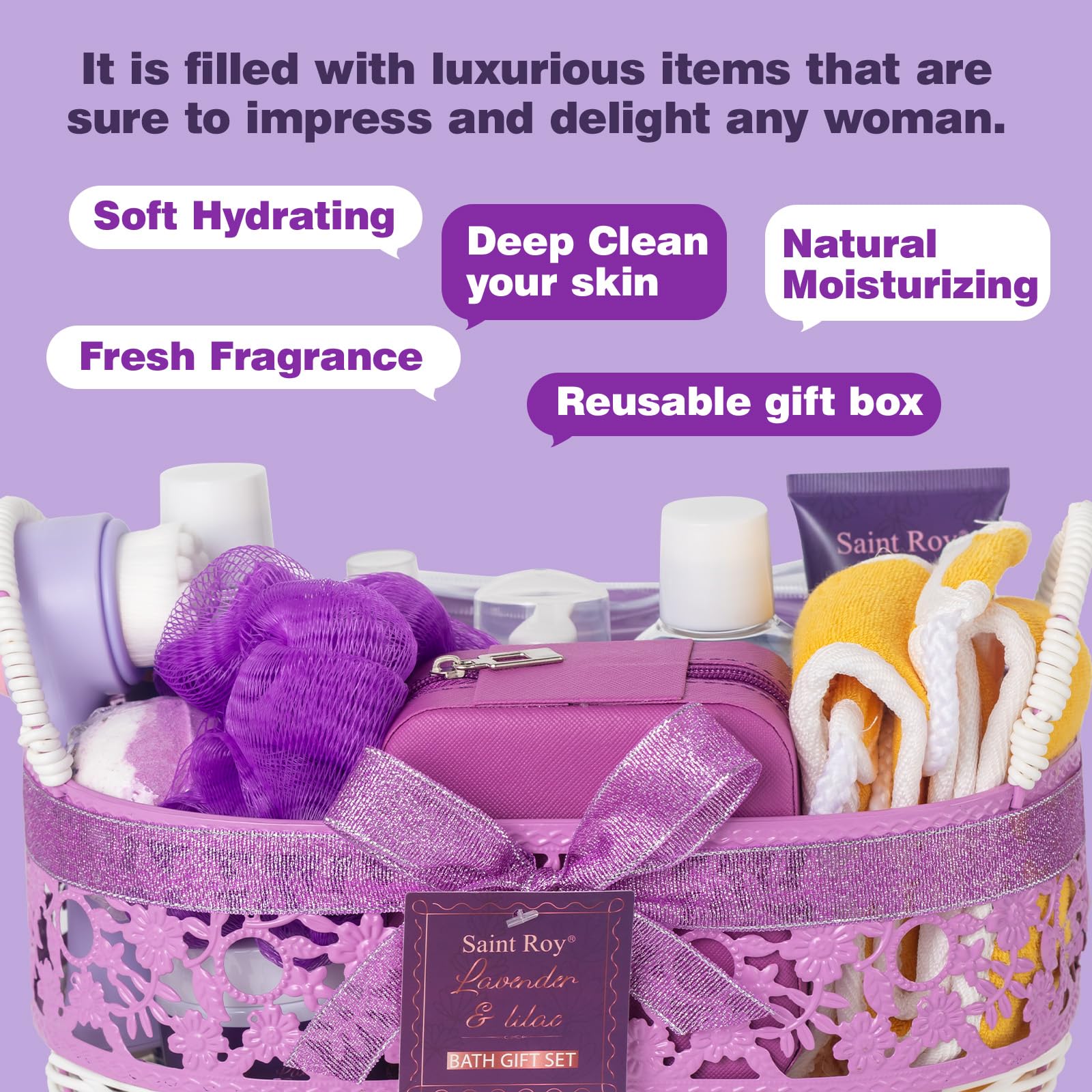 Saint Roy bath gift basket for women offers indulgent at-home pampering