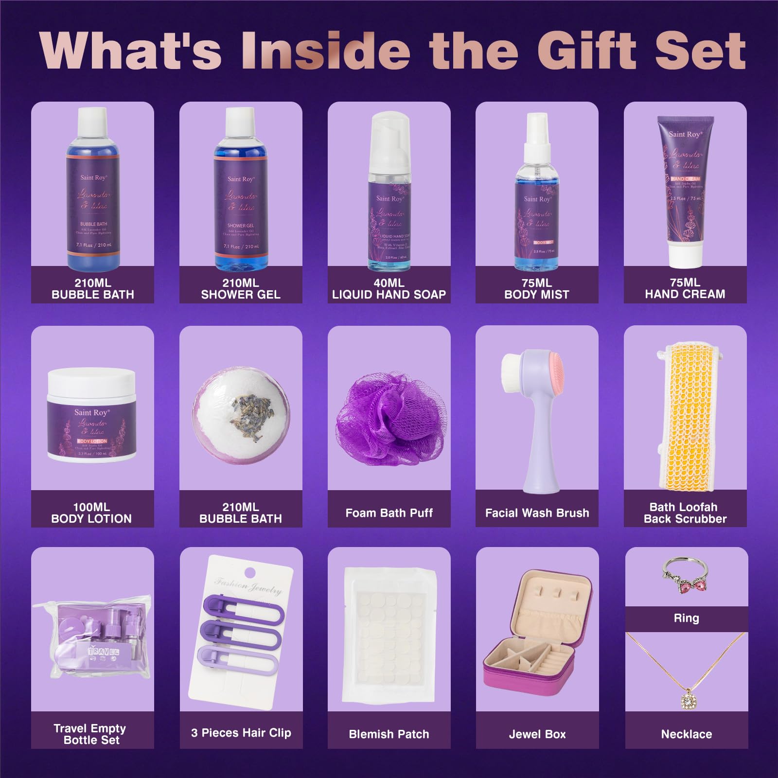 Saint Roy lavender spa gift highlights lavender scent for a calming ritual