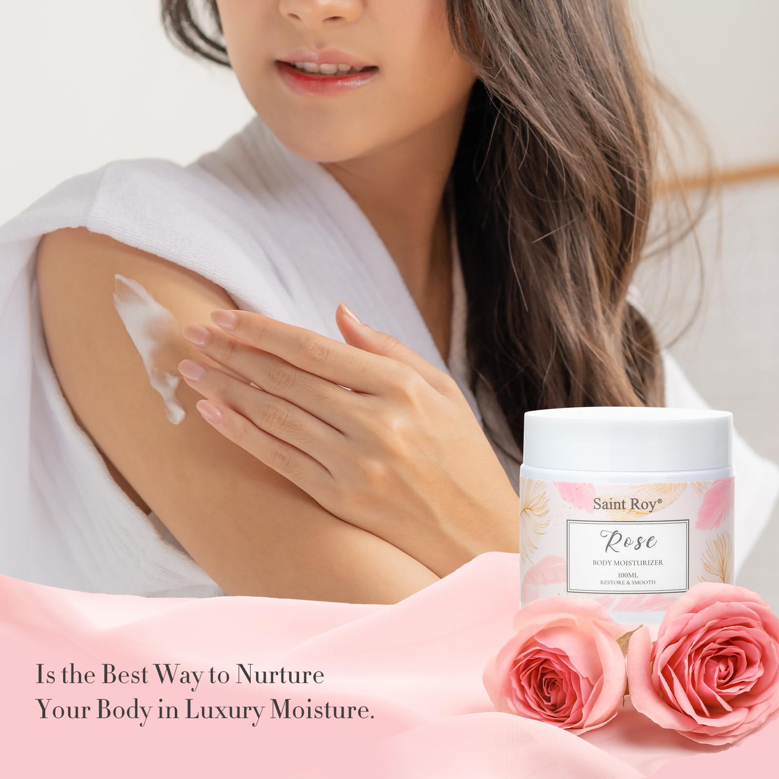 Saint Roy Body Moisturiser nourishes deeply for silky-smooth skin.