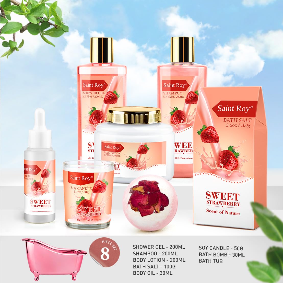 Saint Roy spa kit shampoo leaves hair soft with strawberry aroma