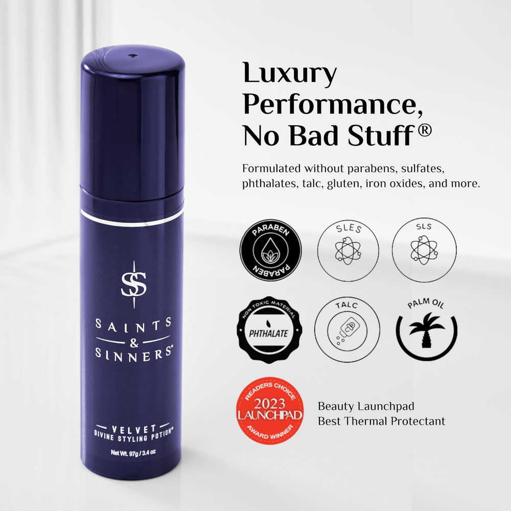 Damp hair being prepped with Velvet Divine for salon-like results