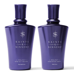 Saints & Sinners Velvet Divine Moisture Shampoo bottle for frizz control and shine.
