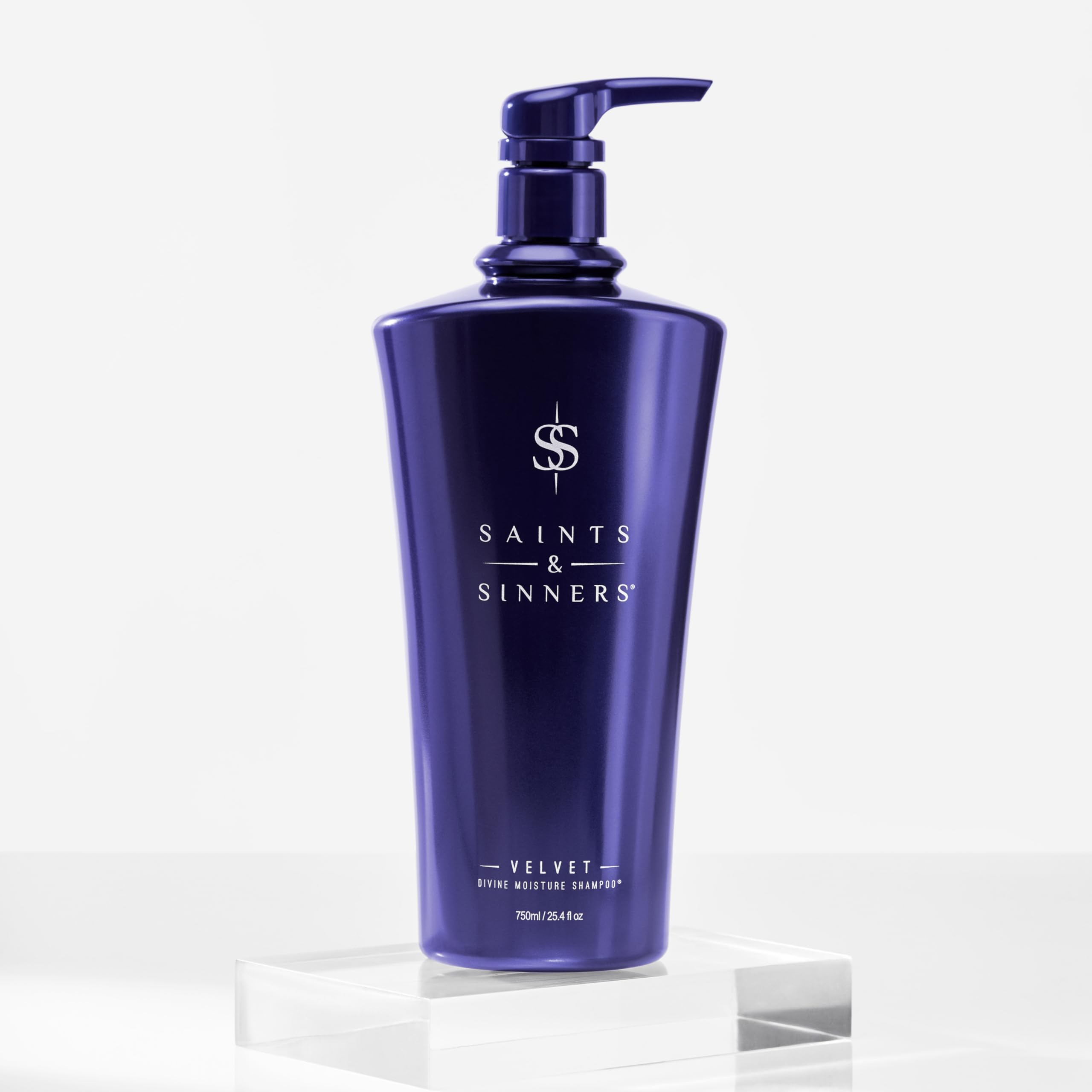 Saints & Sinners Velvet Divine Moisture Shampoo with keratin amino acids for strengthened hair.
