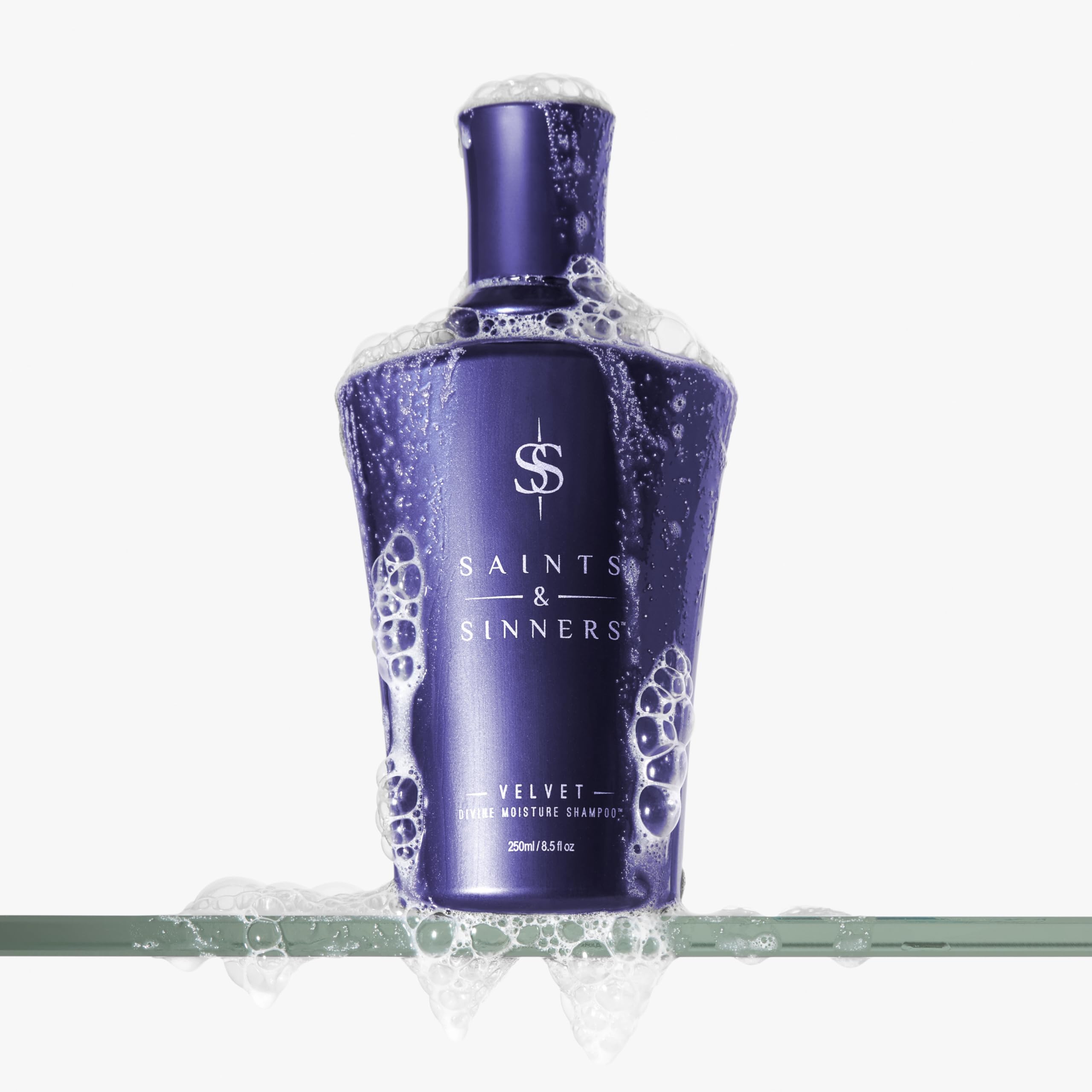 Saints & Sinners Velvet Divine Shampoo vegan cruelty-free luxury packaging.