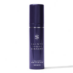Saints & Sinners Velvet Divine bottle showing premium styling potion for smooth, frizz-free hair