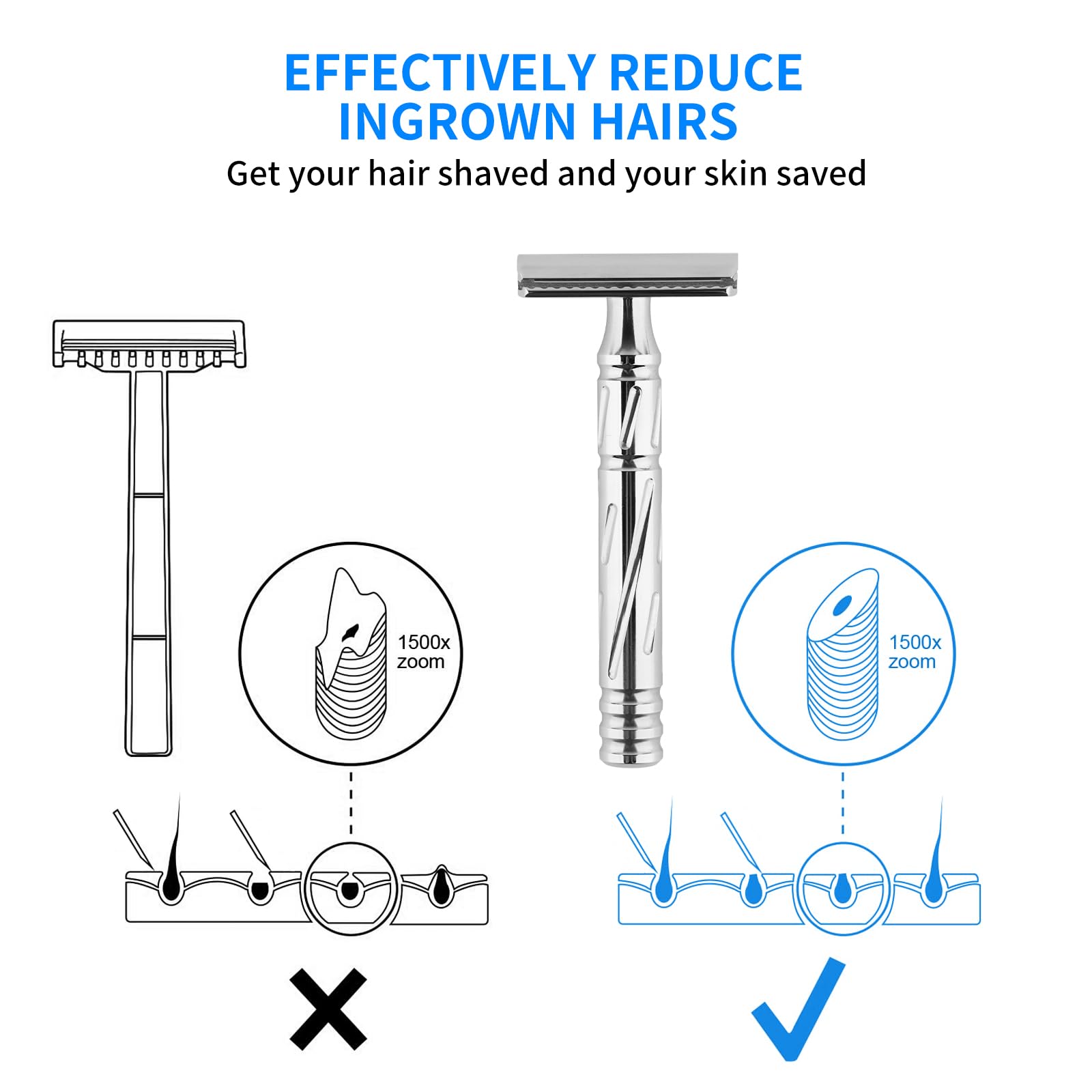 KAMPFE razor with textured grip performs well in wet conditions.