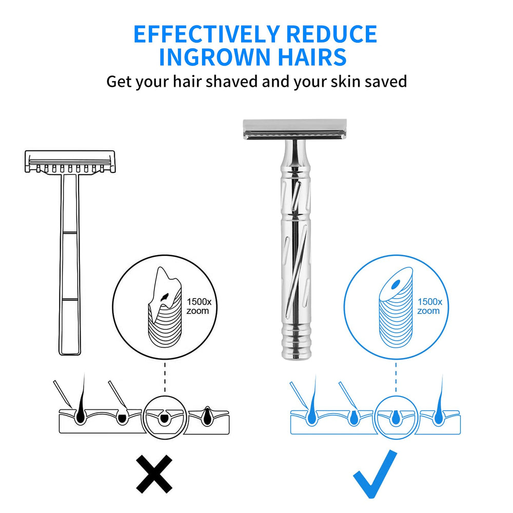 KAMPFE razor with textured grip performs well in wet conditions.