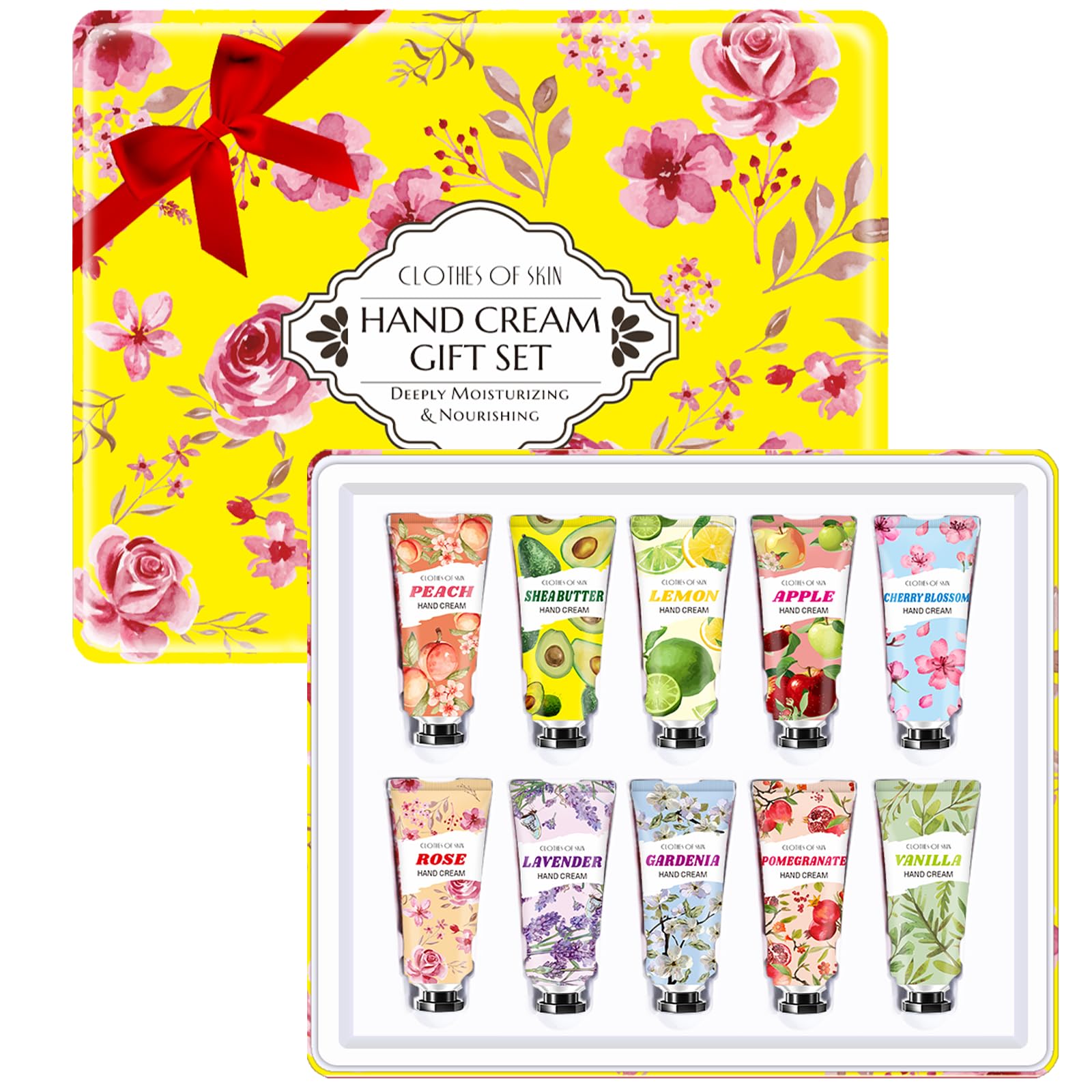 Sakose 10-pack hand cream set packaging, ideal for gifting.