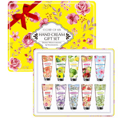 Sakose 10-pack hand cream set packaging, ideal for gifting.