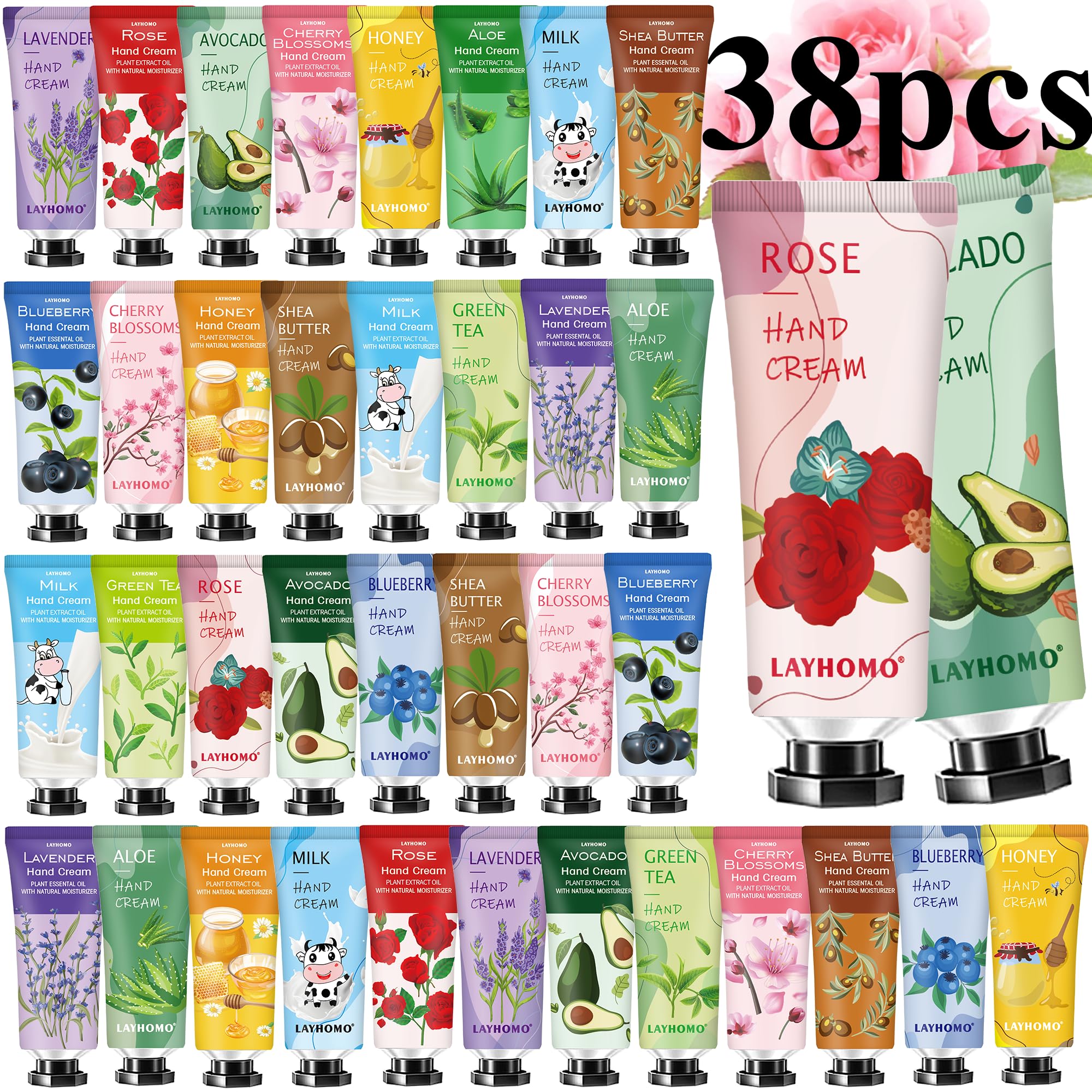Sakose 38-pack hand cream set tubes, versatile gift for all skin types.