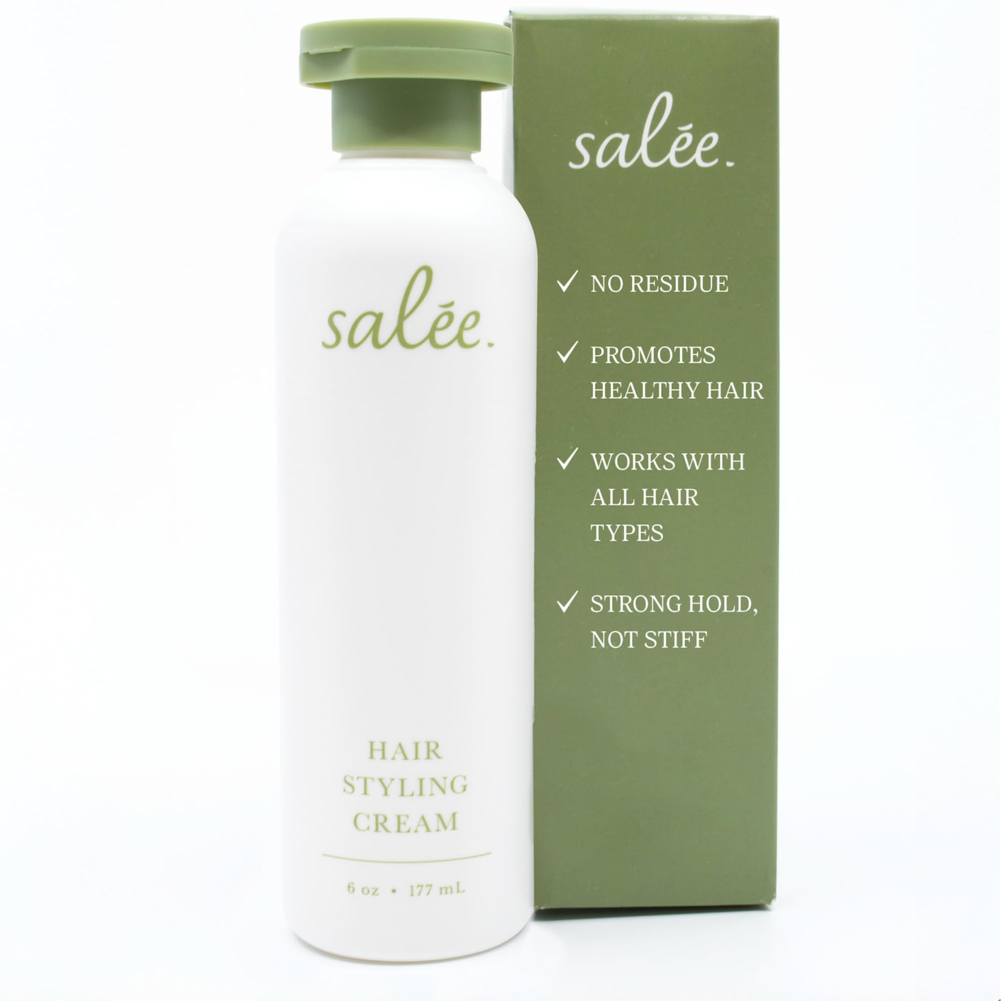 Salee styling cream anti-frizz finish for sleek, touchable hair.