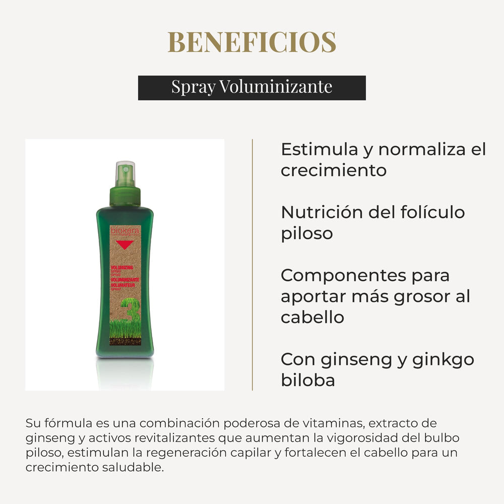 Salerm Biokera Natura Volume Spray label closeup with ingredients