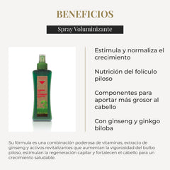 Salerm Biokera Natura Volume Spray label closeup with ingredients