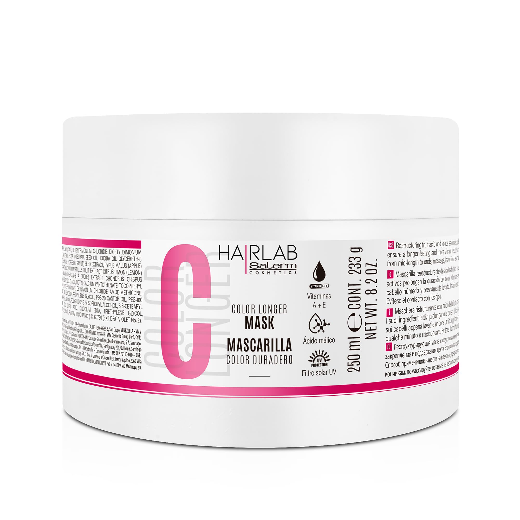 SALERM Color Longer Mask bottle front highlighting color protection and shine.