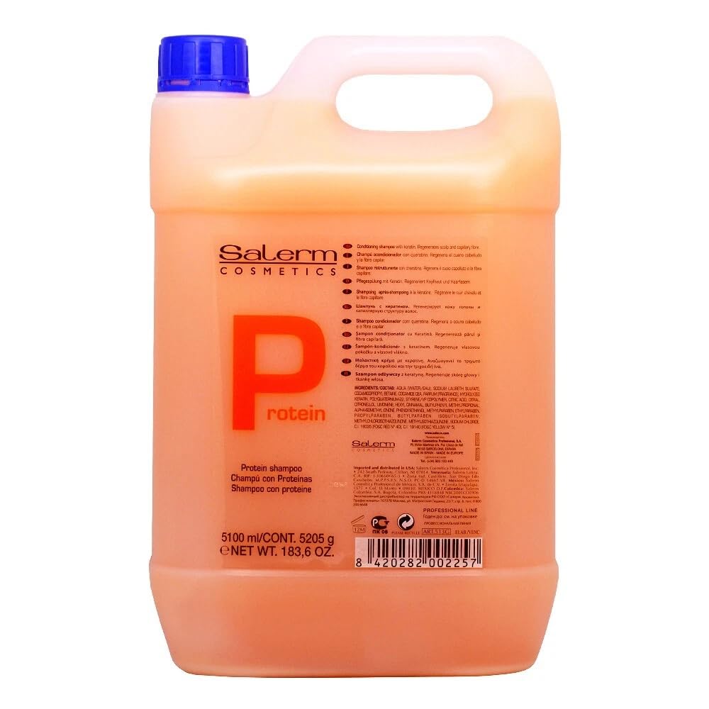 Salerm Gold Line Protein Shampoo bottle front view shows keratin-rich formula for damaged hair