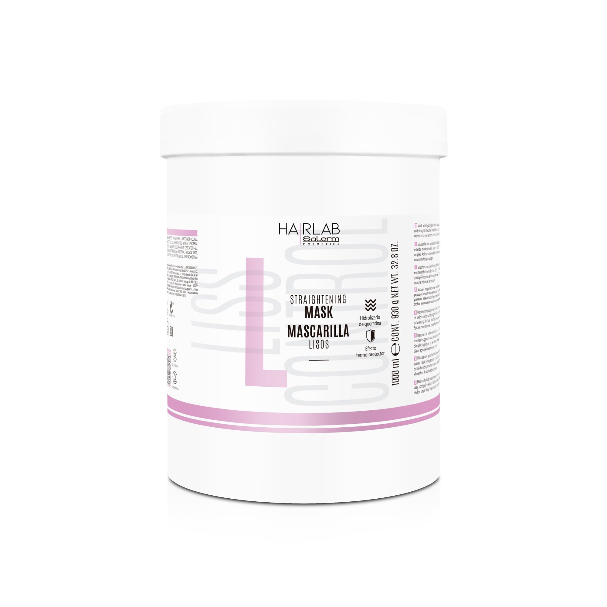Salerm Lisos Hair Lab Mask 1000ml bottle showing smoothing formula for unruly hair