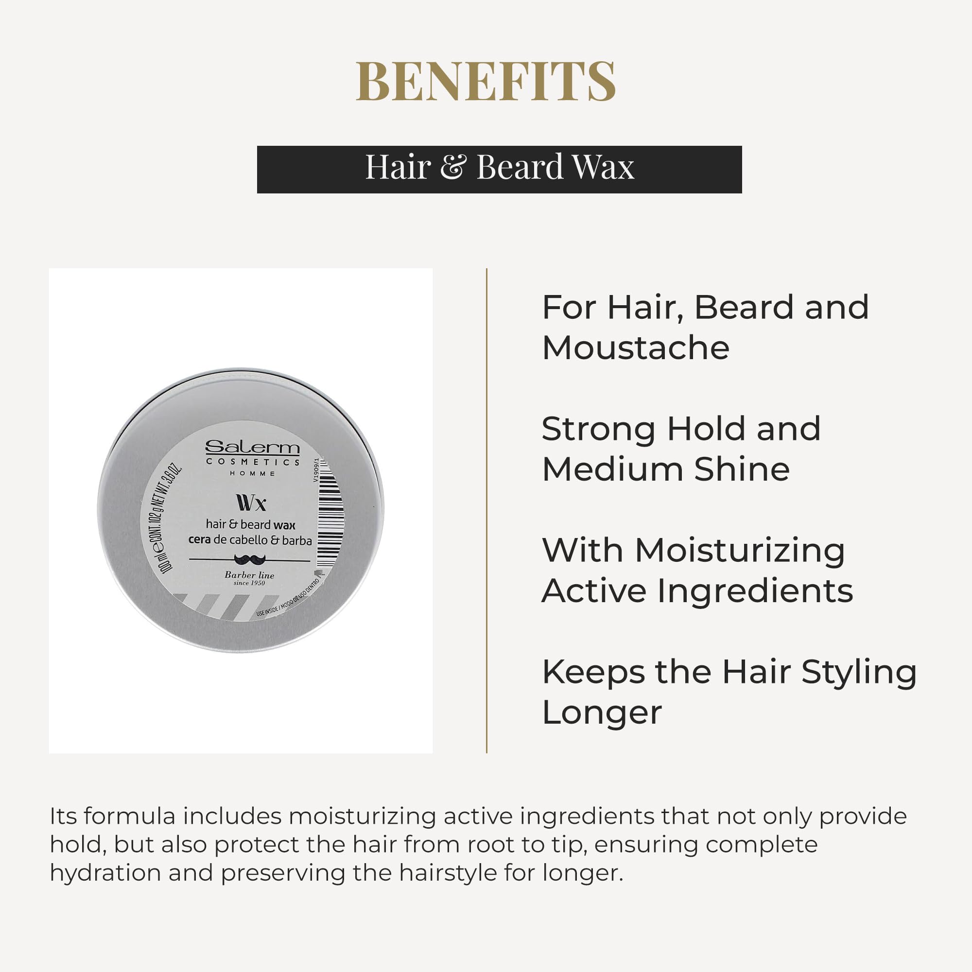 SALERM Men's Hair Wax application on dry hair for stronger hold and reshape