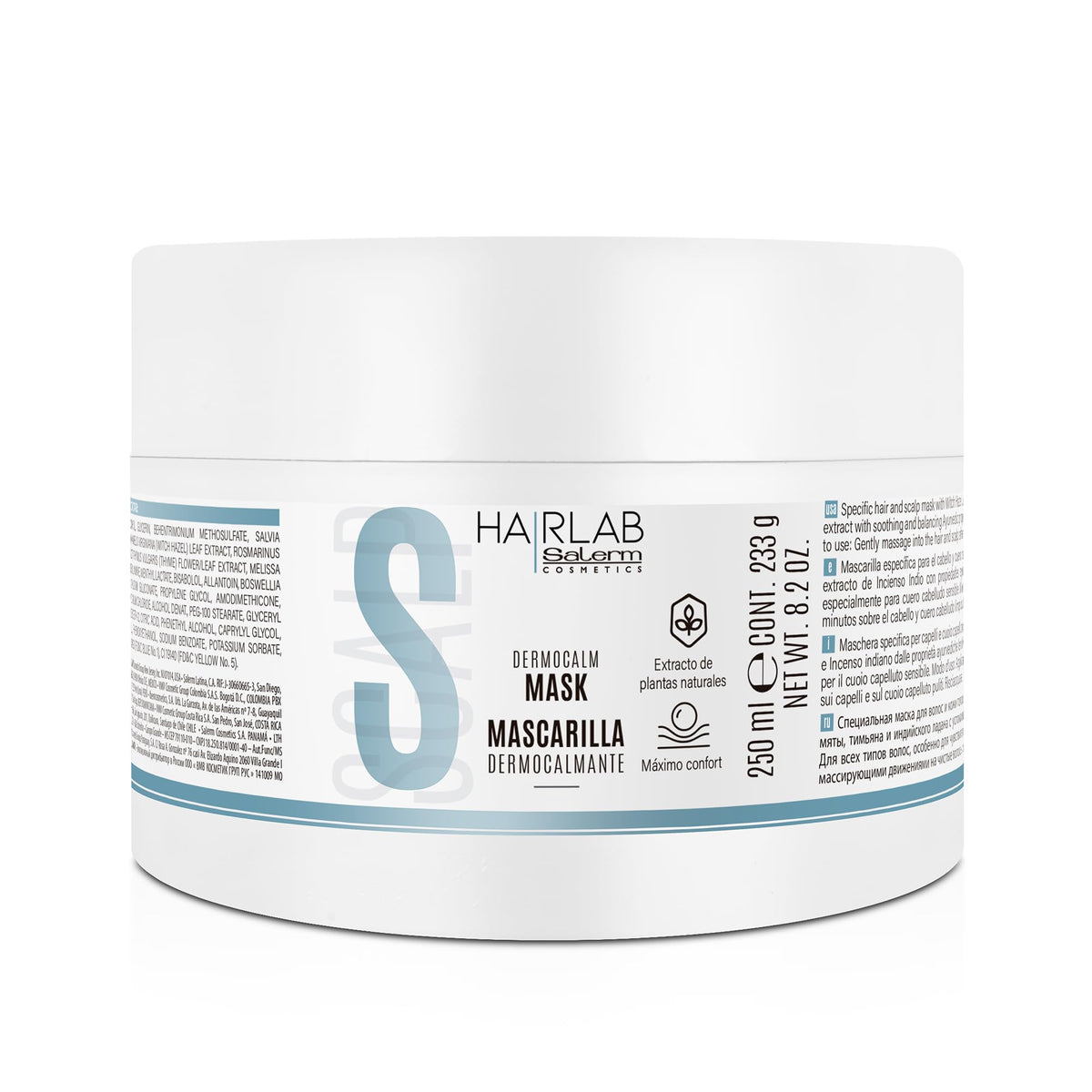 SALERM Soothing Hair Mask Dermocalm jar front highlights calming scalp care potential