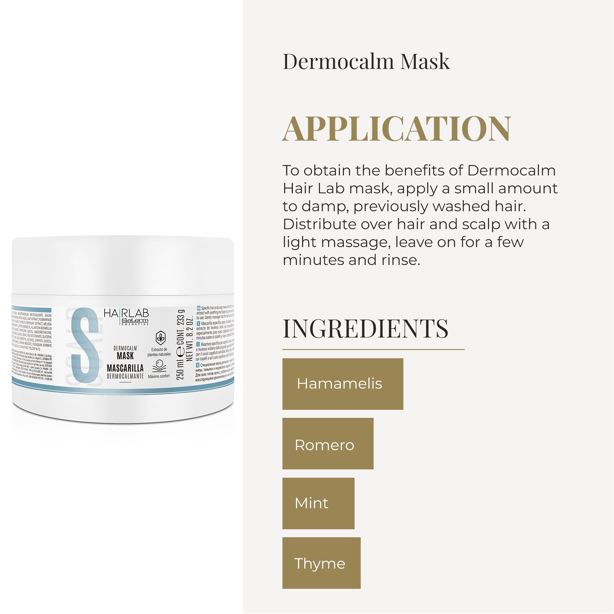 SALERM Dermocalm mint detail conveys cooling soothing sensations for sensitive scalps