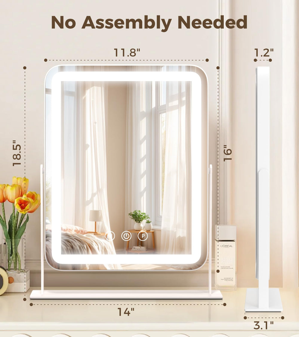 Saliwa vanity mirror's compact size fits small vanities and desks