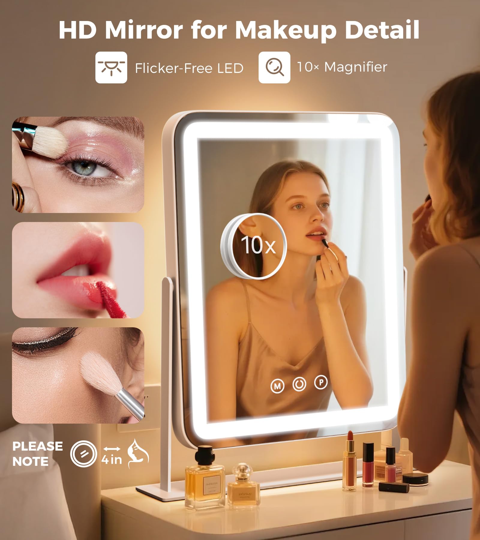 Saliwa vanity mirror with durable metal frame and stable base