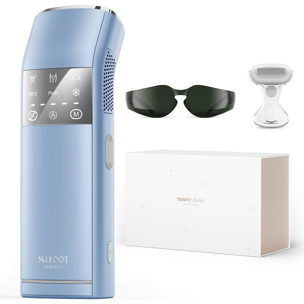 Salloot Trinity i15 Pro dual-lights in action for fast at-home hair removal
