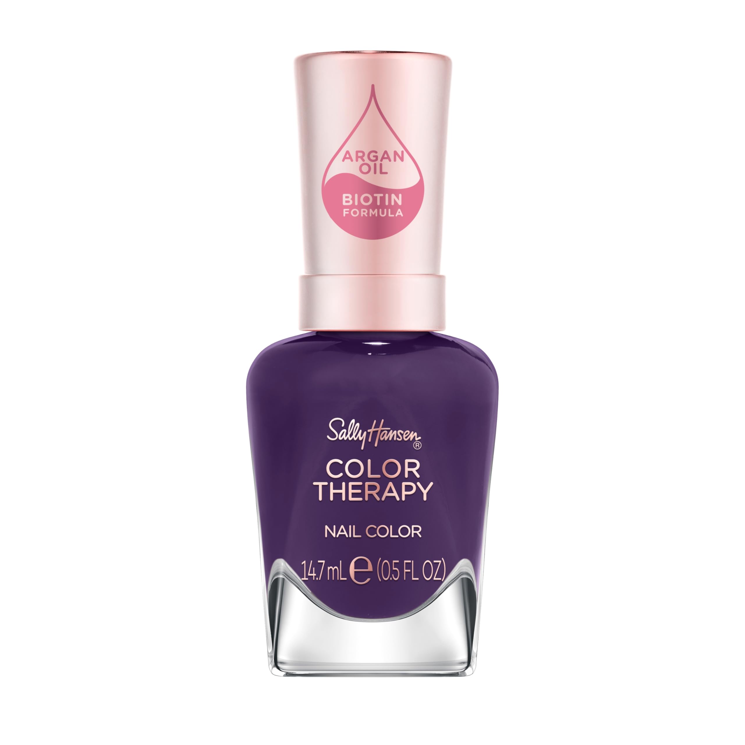 Sally Hansen Color Therapy dark purple bottle showing long-lasting color
