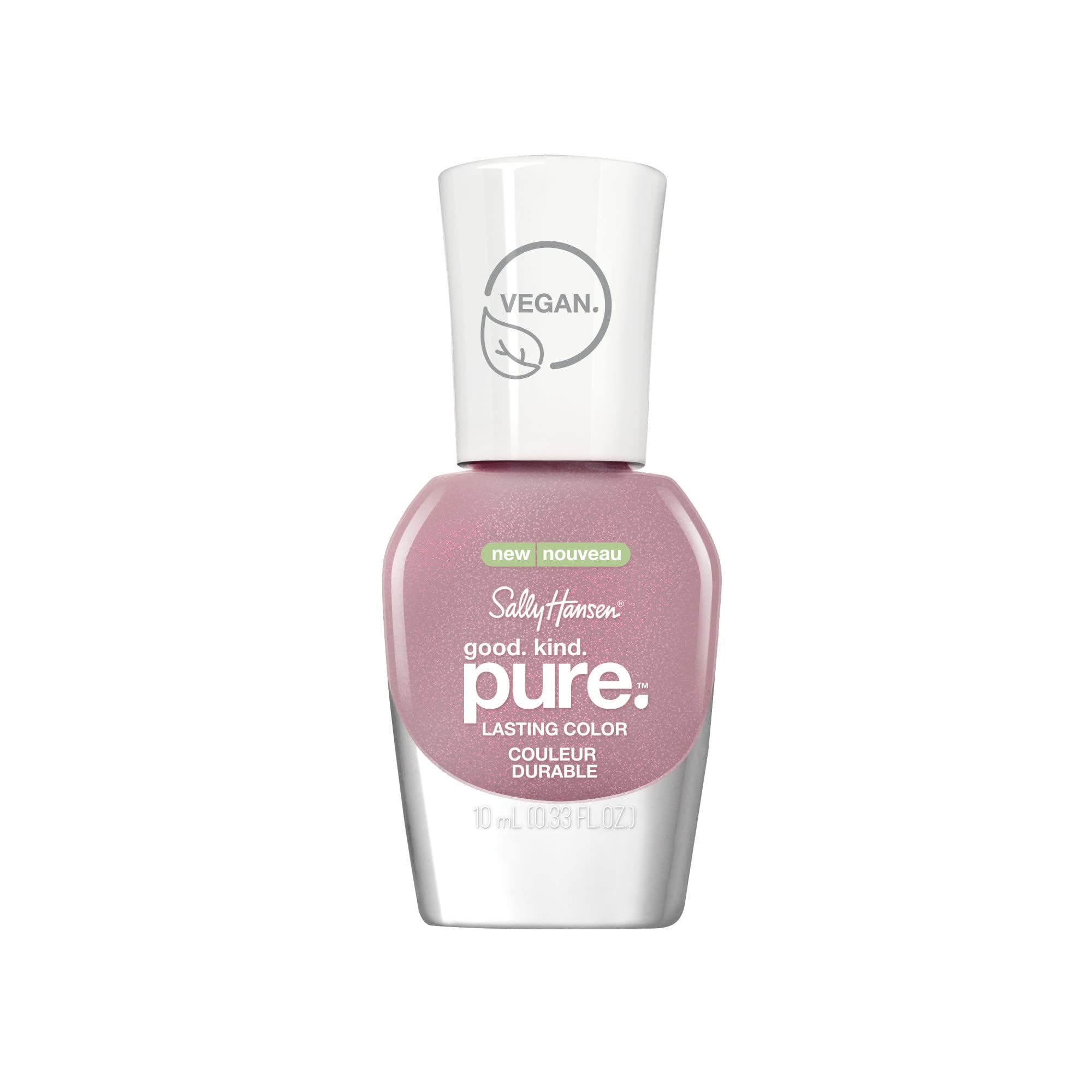 Sally Hansen Good.Kind.Pure Geode to Joy Smokey Quartz bottle highlighting vegan formula and shine.
