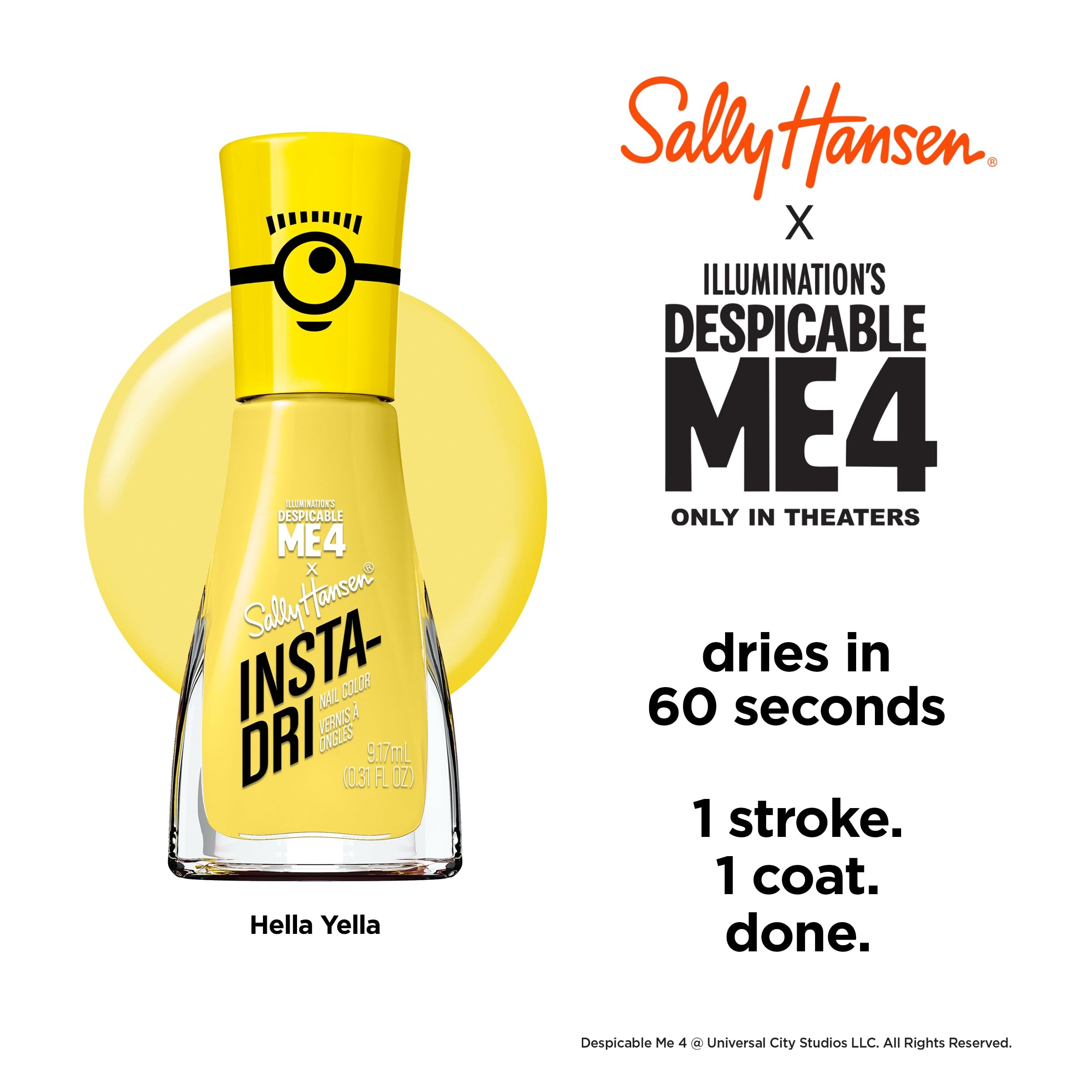 Salon Effects press-on nails inspired by Despicable Me designs included.