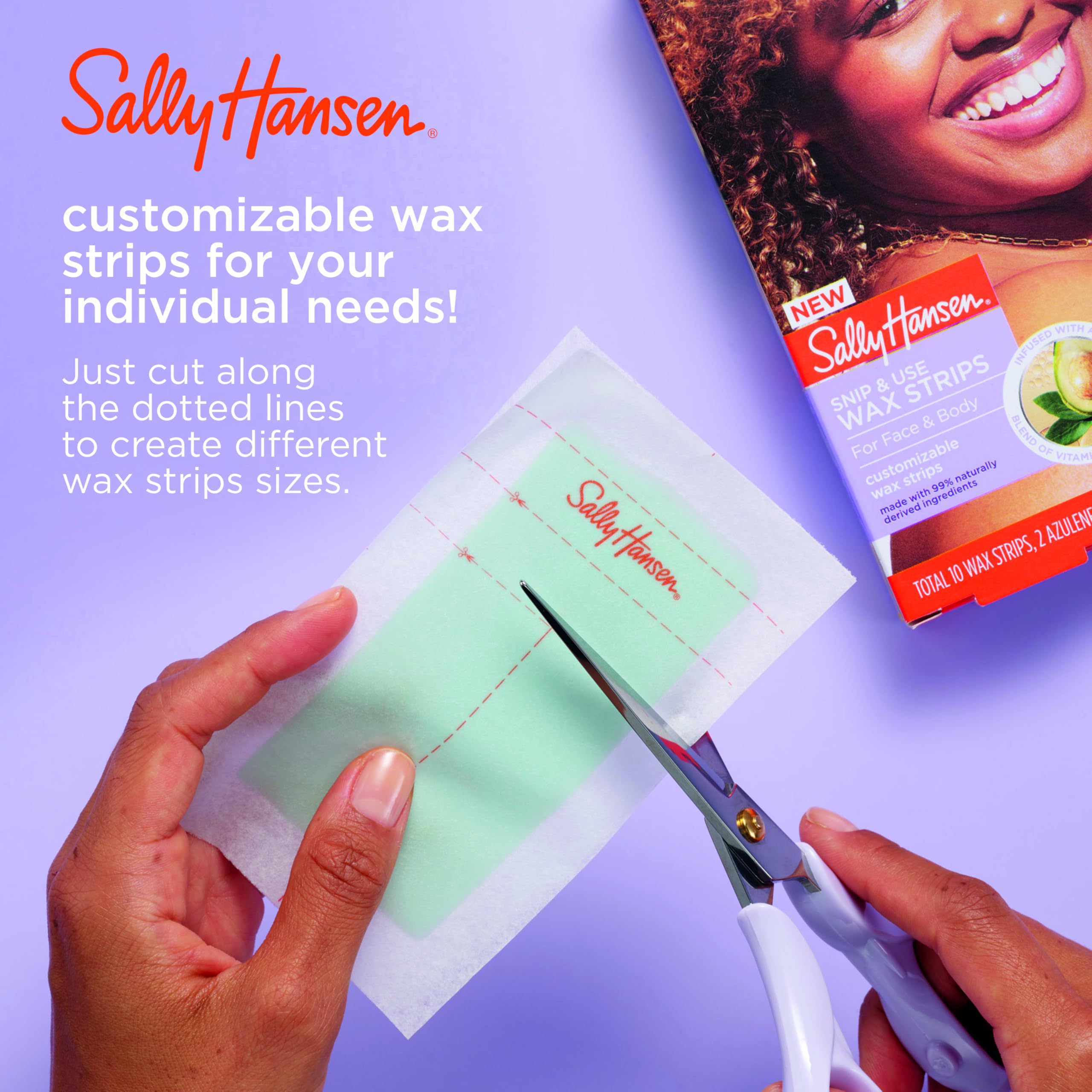 Sally Hansen Snip & Use Wax Strips, microwave-safe for easy warm-up.