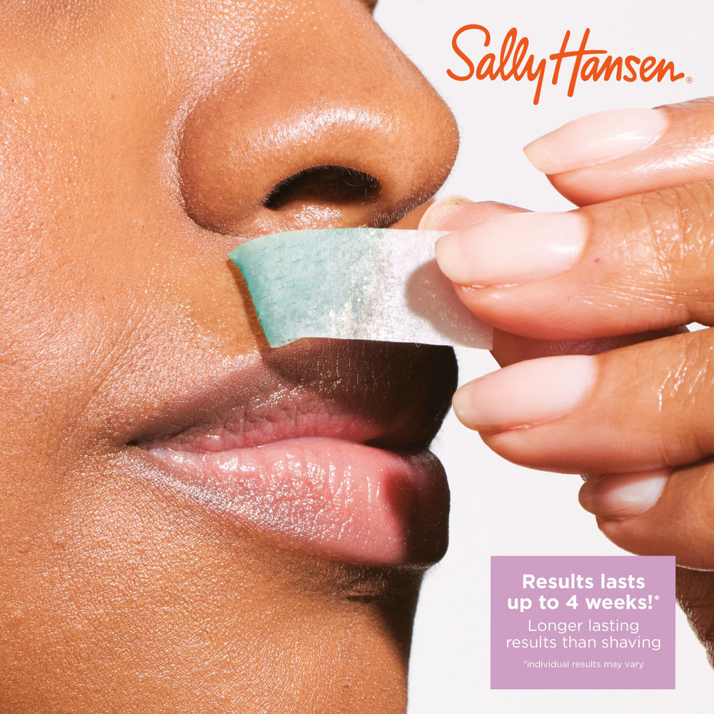 Sally Hansen Snip & Use Wax Strips for upper lip, precise removal.
