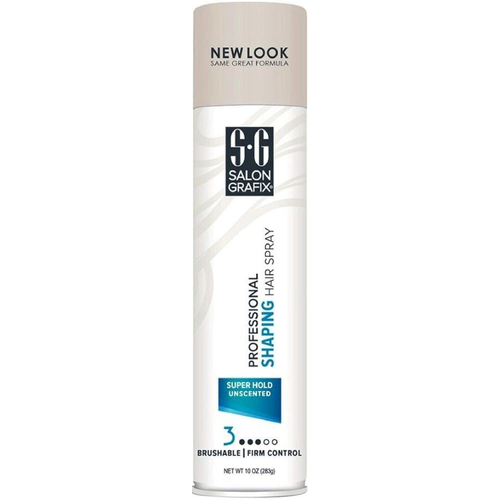 Salon Grafix unscented super hold hairspray back view showing even spray coverage