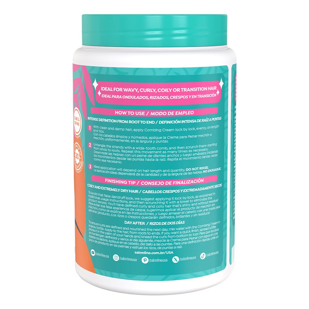 Salon Line Frizz control and shine closeup suggests smoother, luminous curls.