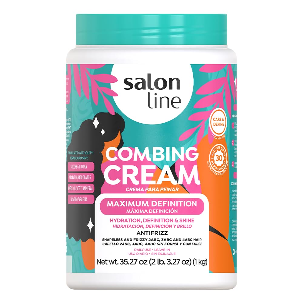 Salon Line Maximum Definition Cream bottle smoothing detangling and defining curls.