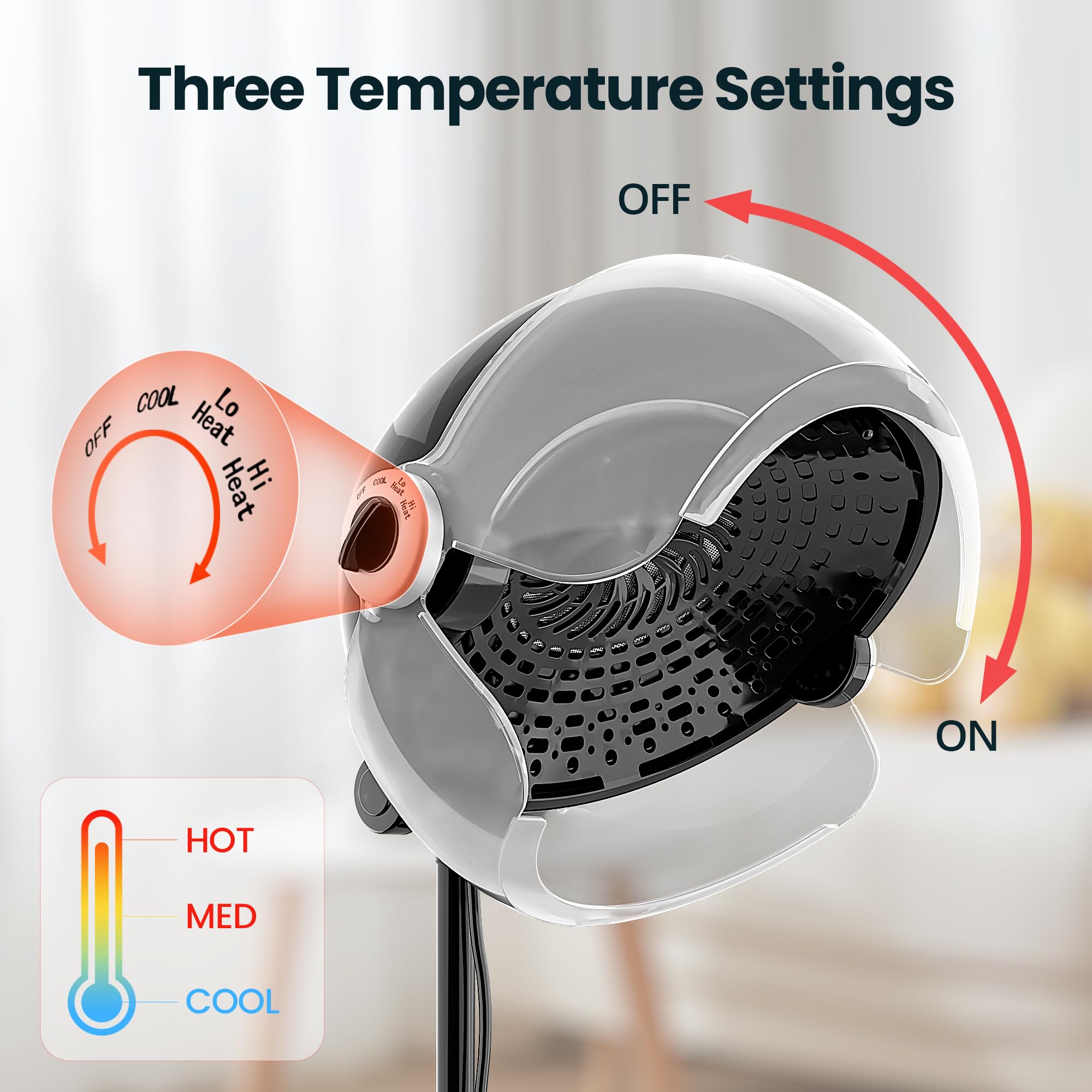 SalonDepot Ionic Hooded Dryer control panel and front visor demonstrating safe on/off operation.