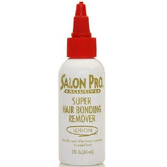 SalonPro Exclusives bond remover lotion application demonstrates easy bond release on extensions
