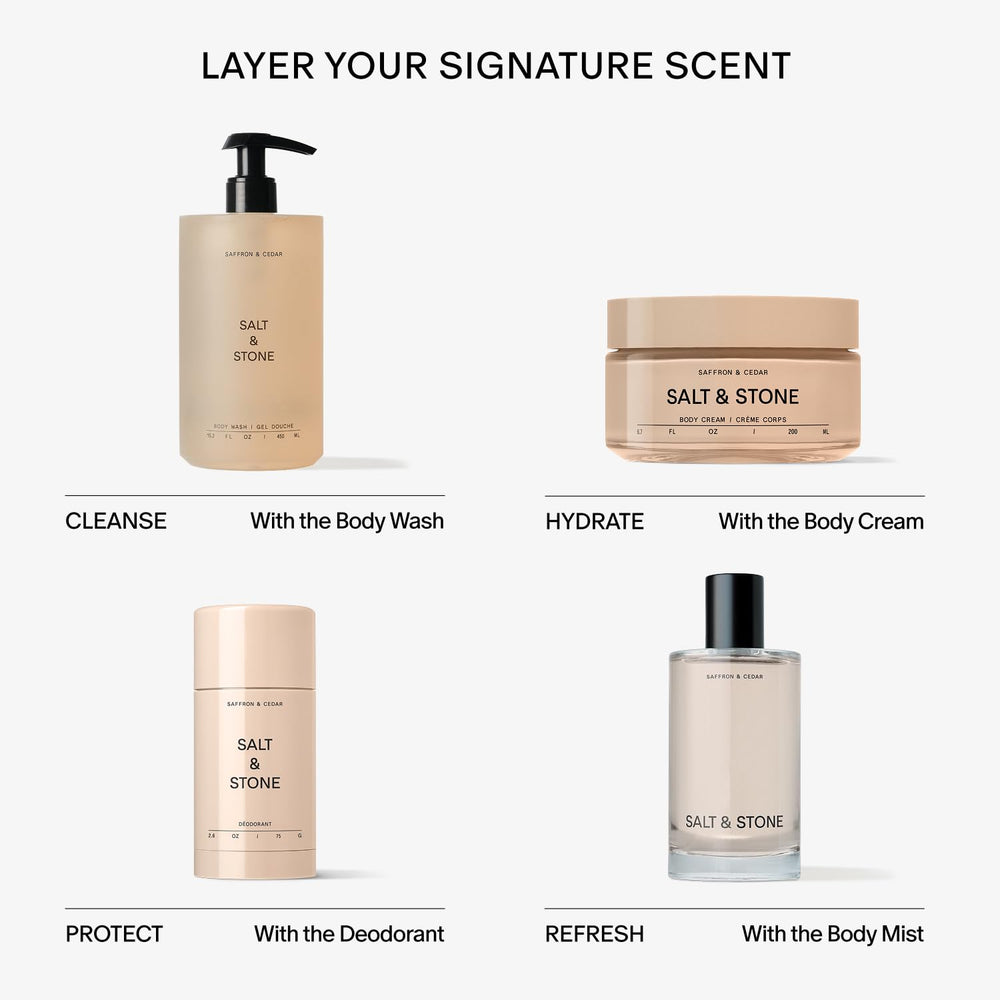 Salt and Stone cream being applied demonstrates easy, all-skin-type daily use.