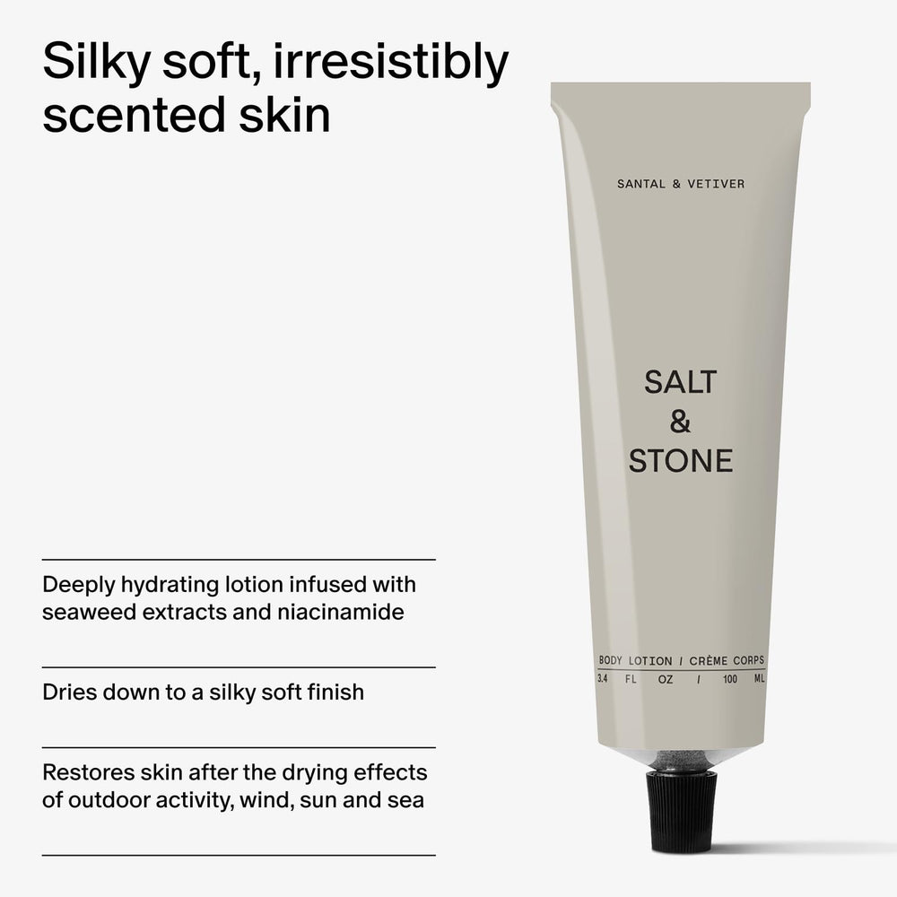 Salt & Stone Santal & Vetiver cap close-up signals premium packaging.