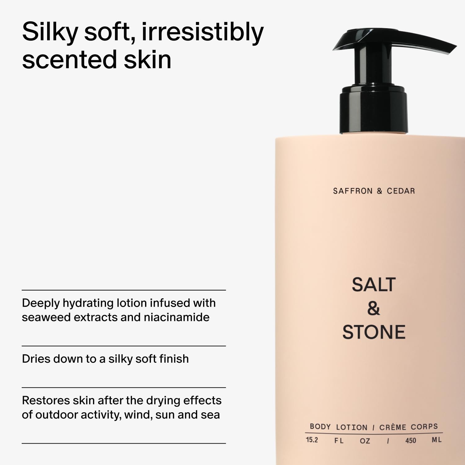 Salt and Stone vegan cruelty-free badge signals clean beauty standards.