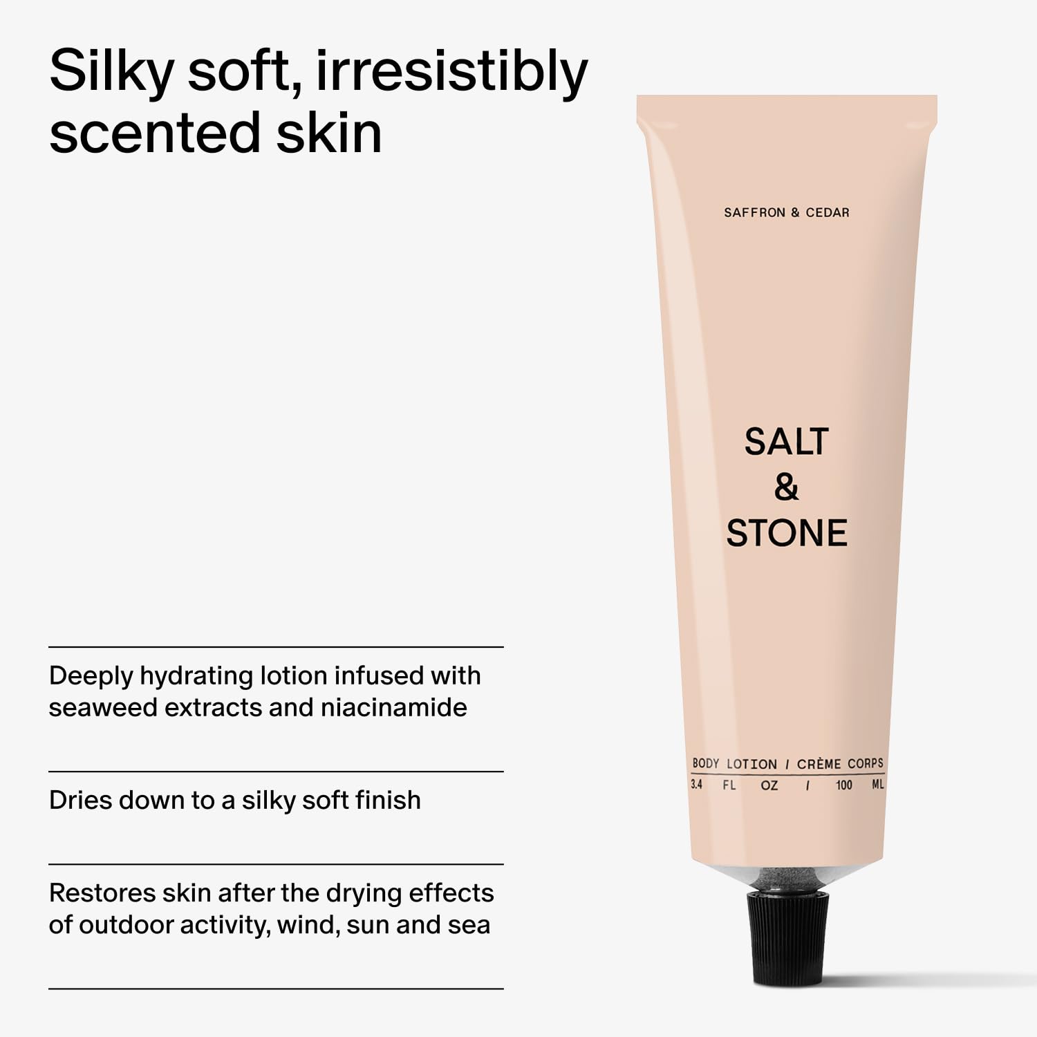 Salt & Stone award-winning formula bottle highlights unisex design and clean ingredients.