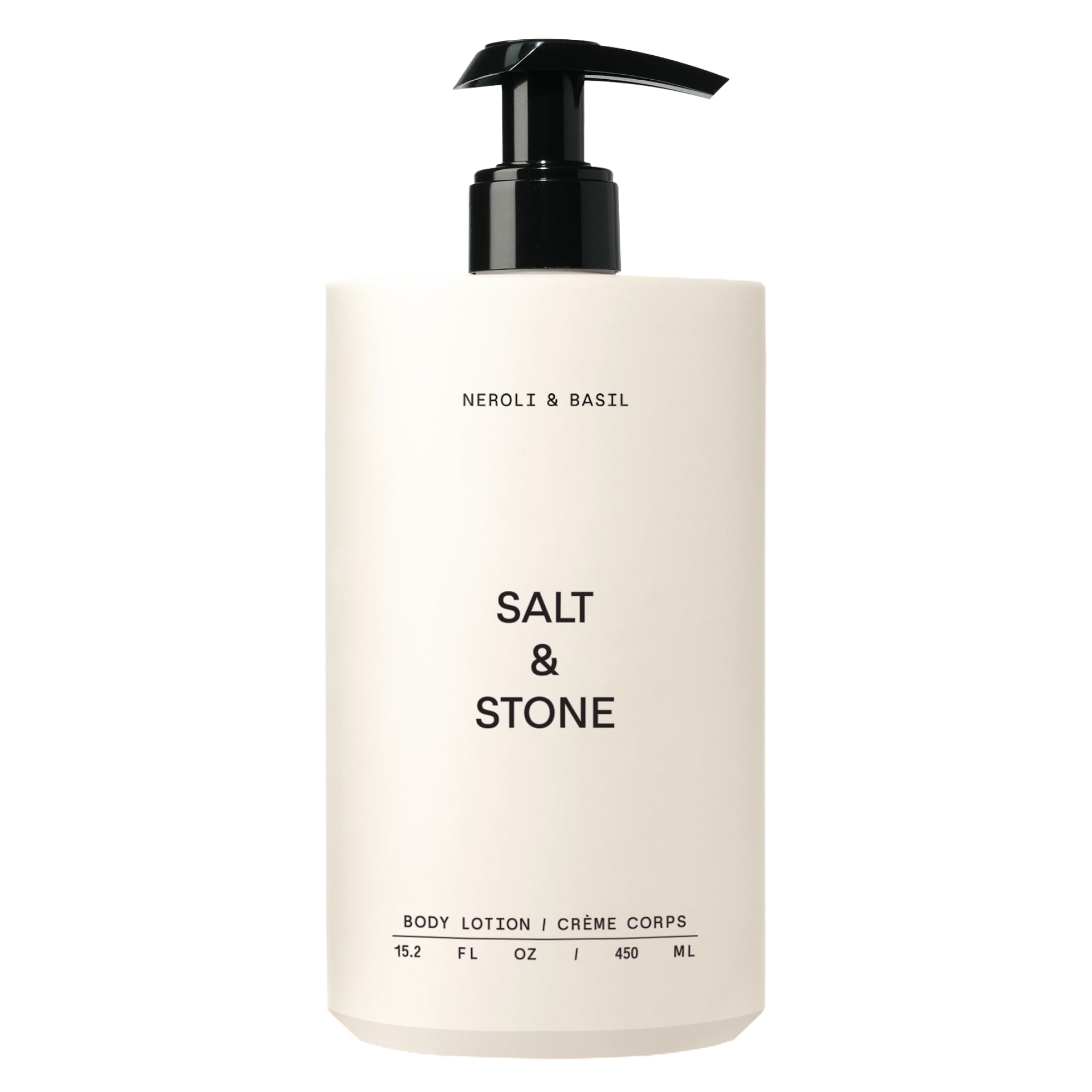 Salt & Stone Neroli Basil bottle pour demonstrates fast-absorbing hydration for daily use.