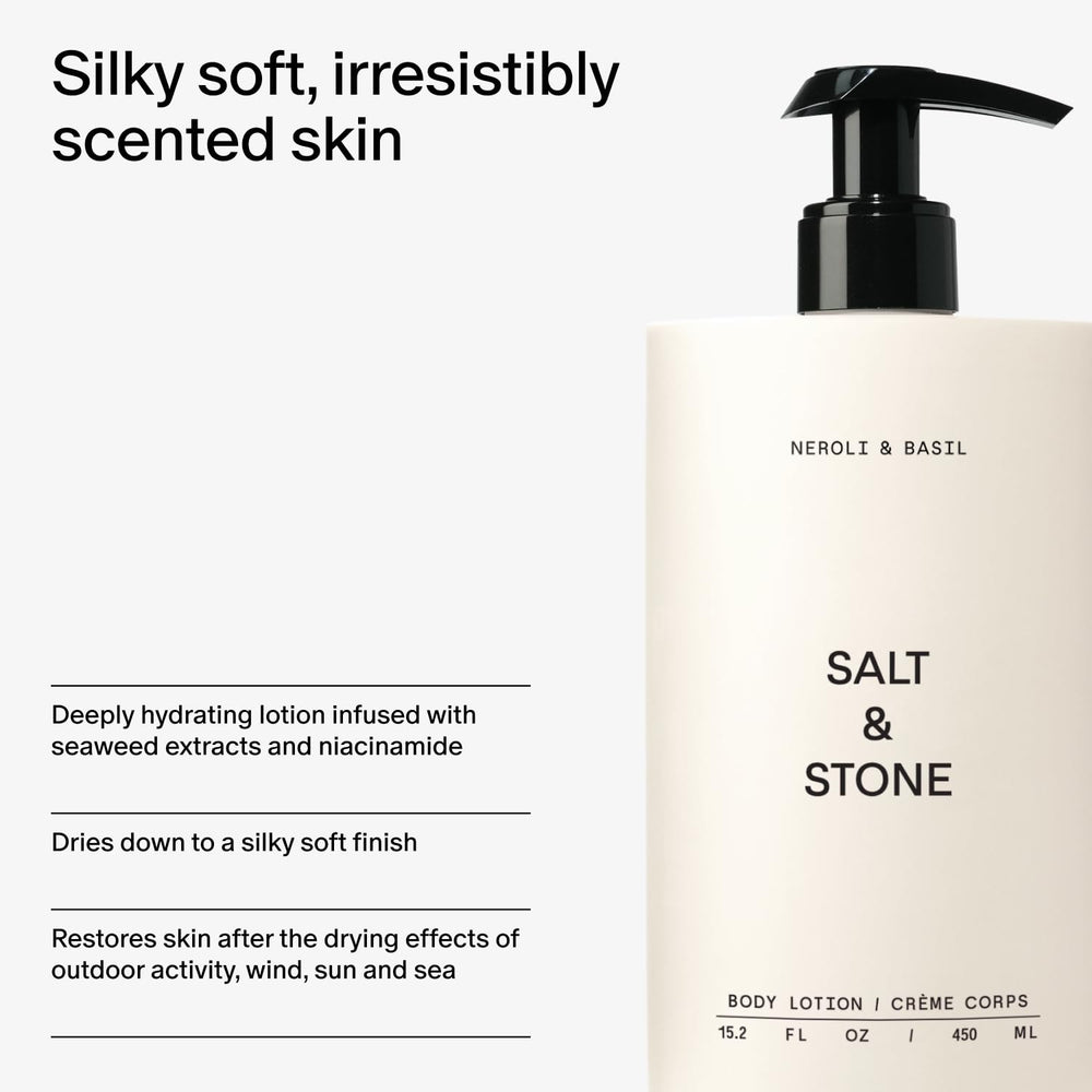 Salt & Stone Neroli Basil unisex packaging versatile for all genders.