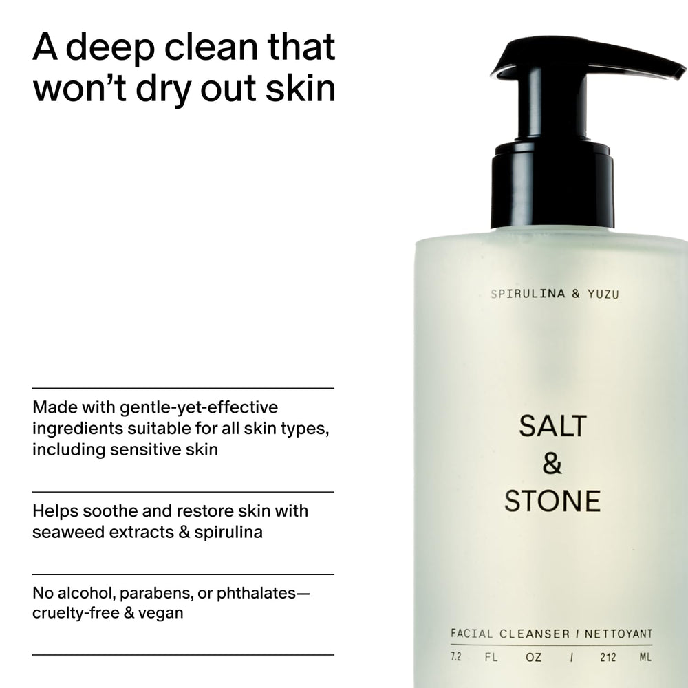 Salt & Stone cleanser with hyaluronic acid boosts moisture retention