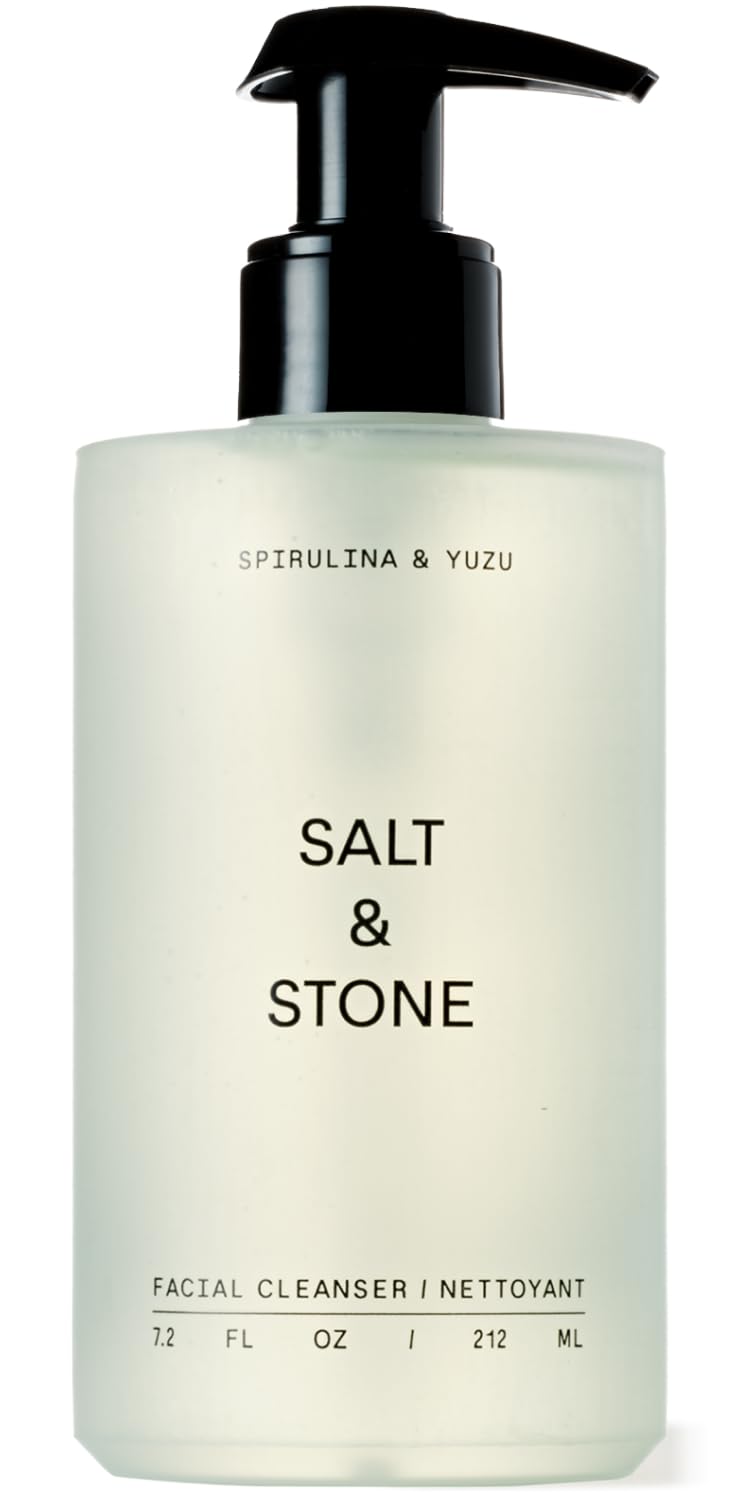 Salt & Stone Facial Cleanser bottle pour for easy daily hydration