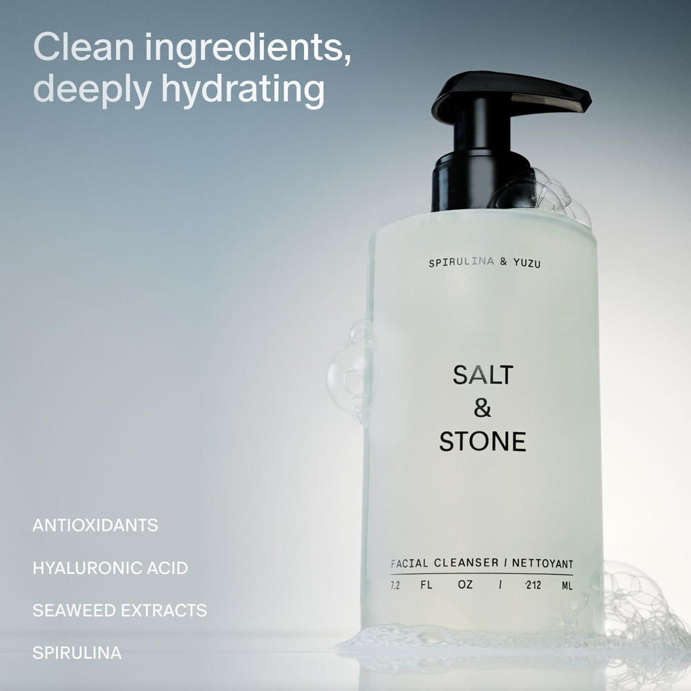 Salt & Stone Facial Cleanser foaming lather ready for cleansing rituals