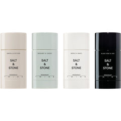 Salt & Stone mini discovery box with four aluminum-free deodorant scents for on-the-go protection.
