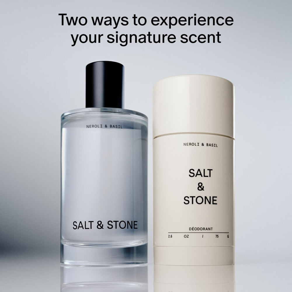 Salt & Stone Neroli & Basil body mist bottle, fresh hydrating fragrance for everyday wear.