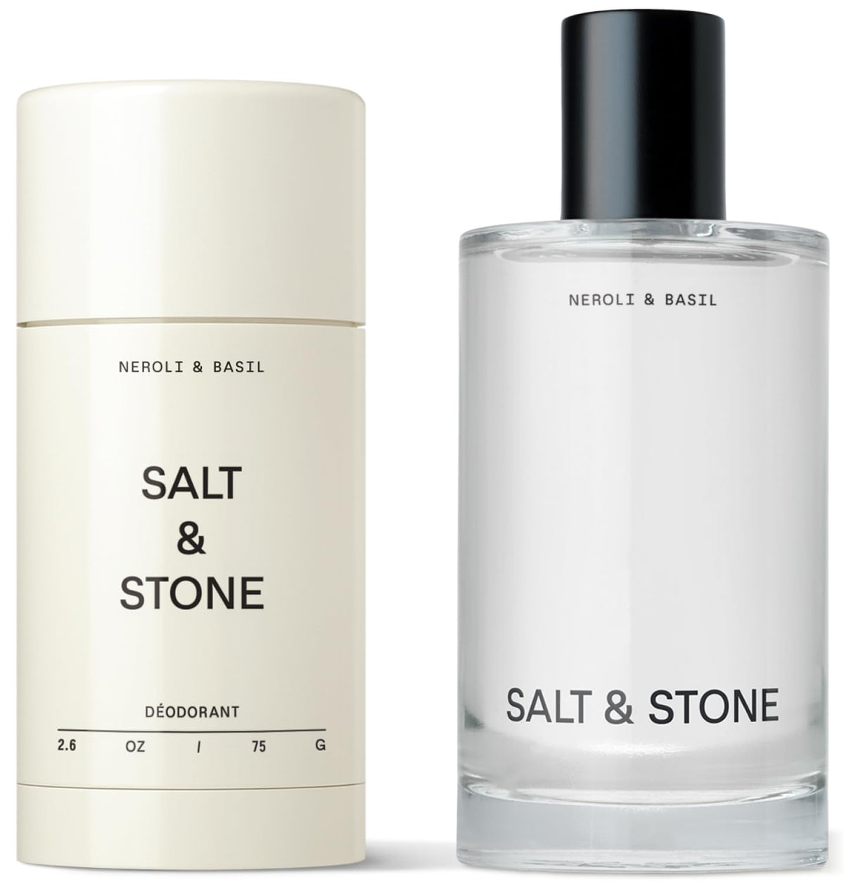 Salt & Stone Neroli & Basil deodorant close-up, smooth application and long-lasting scent.