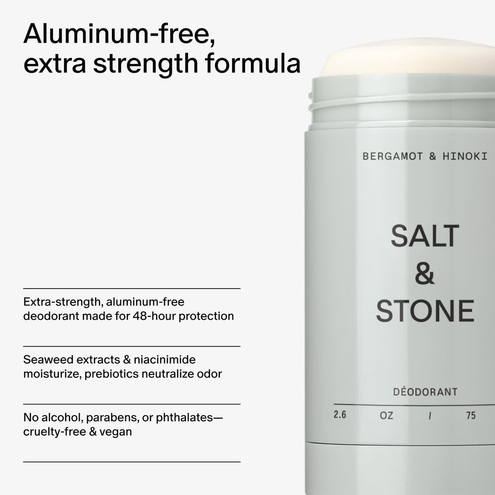 Vegan, cruelty-free Salt & Stone label on product packaging.